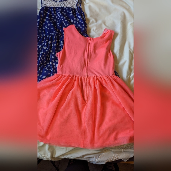 Lot of 2 sz8 Newberry blue lace star & Children's Place coral floral dresses GUC - Picture 7 of 11